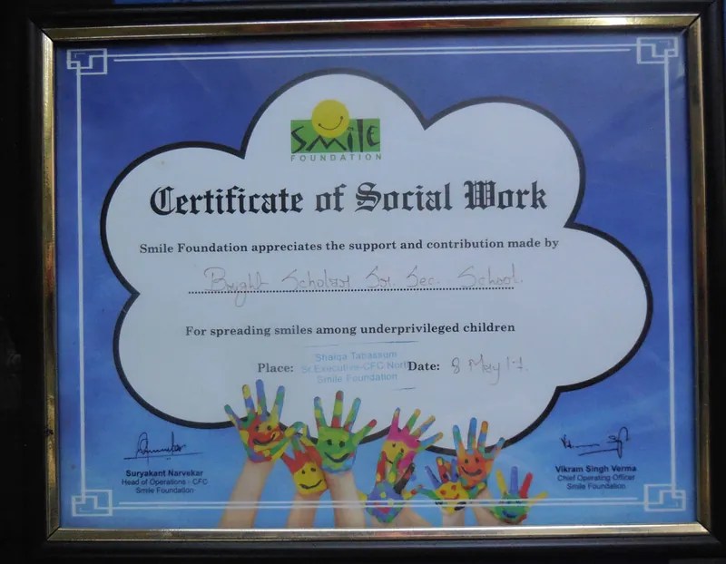 The Smile Foundation certificate of social work