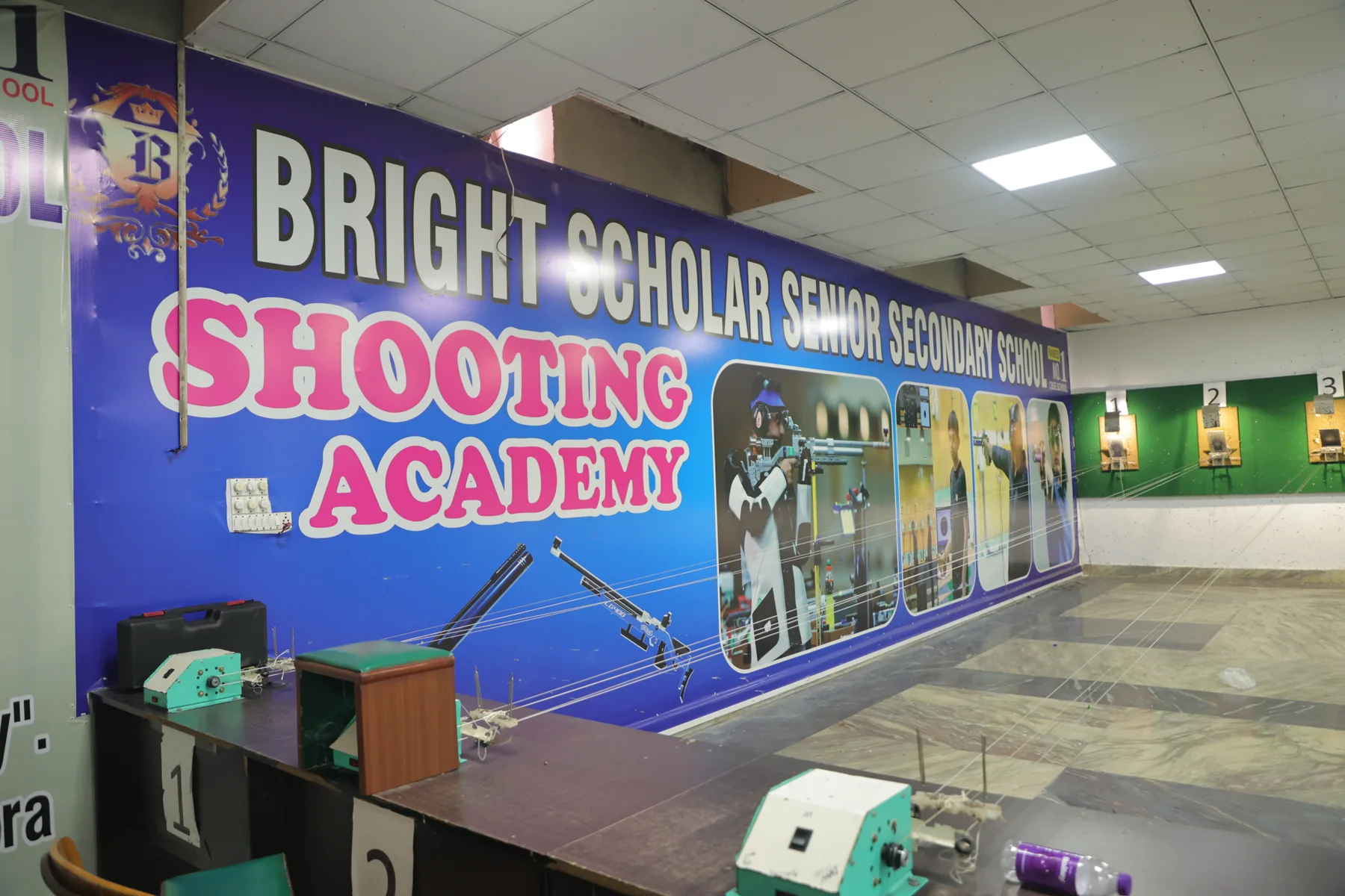 The shooting academy range, its numbered firing points and targets