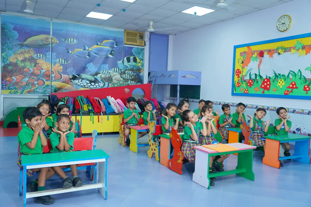 Young students in an air-conditioned classroom