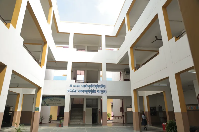The atrium of the academic block, open to the sky
