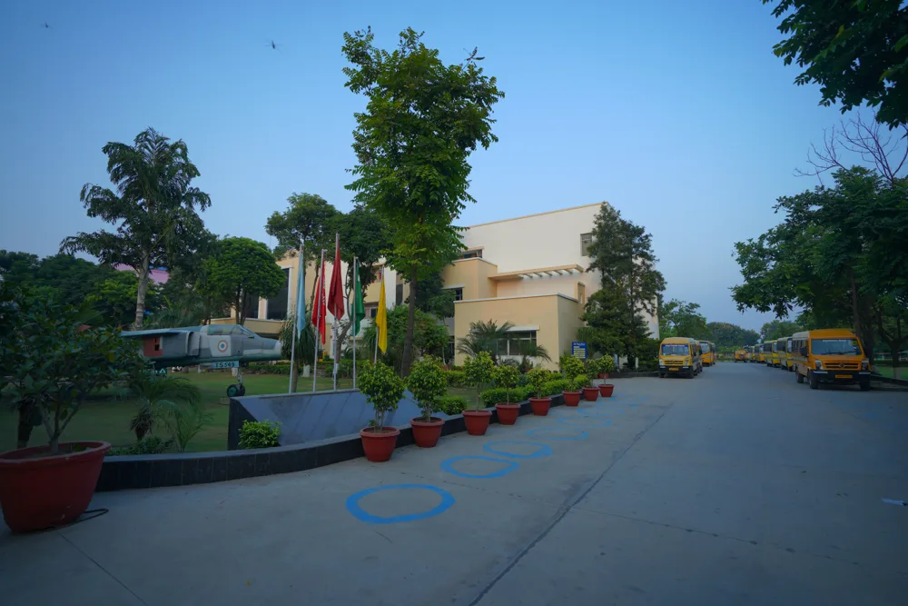 Flags flying at the school gate