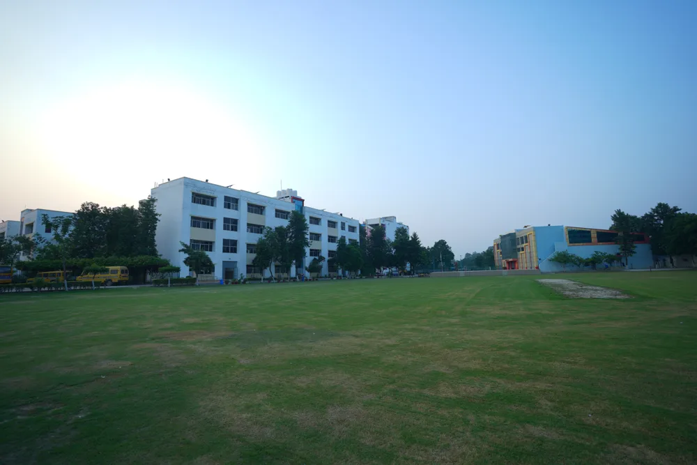 The playing field with the senior block behind it
